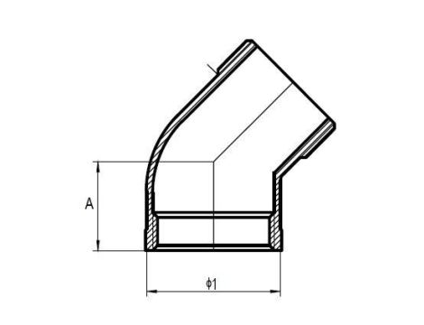 Kolanko gwintowane nierdzewne 45 stopni G 3/4 GW/GZ, stal 316 - 3