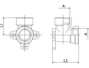 Kolanko gwintowane do montażu na ścianie, kolanko naścienne, G 1/2 GW, mosiądz niklowany - image 2