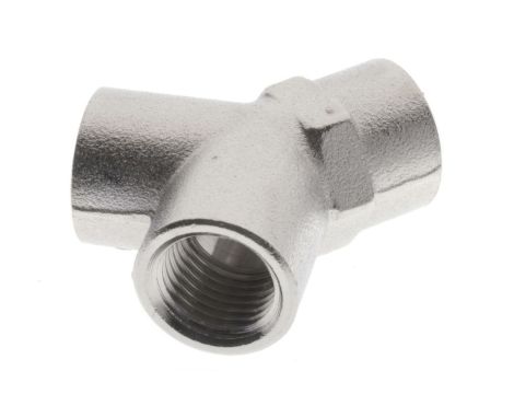 Trójnik gwintowany Y WWW 3 x G 1/4 GW, mosiądz niklowany