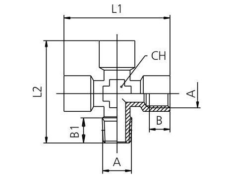 Czwórnik gwintowany ZWWW 3 x G 3/8 GW - G 3/8 GZ, mosiądz niklowany - 2