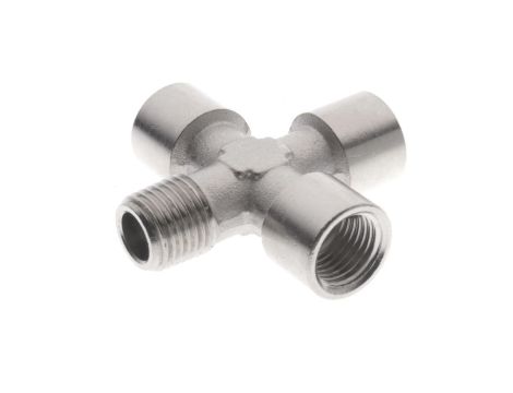 Czwórnik gwintowany ZWWW 3 x G 3/8 GW - G 3/8 GZ, mosiądz niklowany