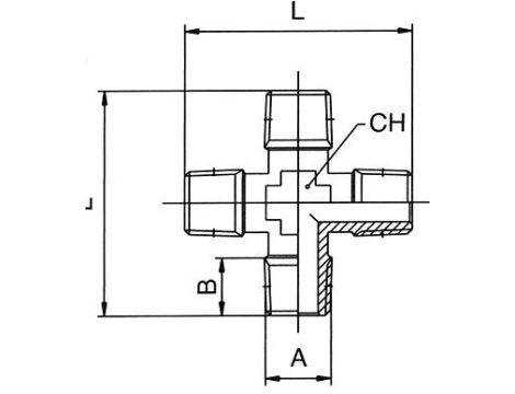 Czwórnik gwintowany ZZZZ 4 x G 1/2 GZ, mosiądz nikowany - 2