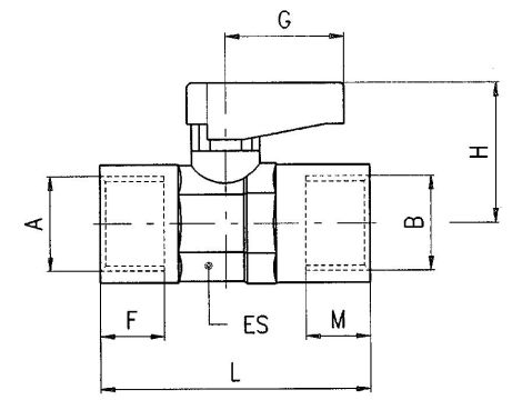 Zawór kulowy Ghilux mini R 1/2 GW/GW, PN20, gwintowany, mosiądz niklowany, PTFE /NBR - 2