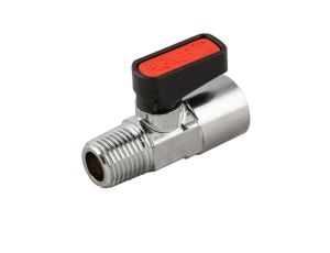 Zawór kulowy Ghilux mini R 1/2 GZ - R 1/2 GW, PN20, gwintowany, mosiądz niklowany, PTFE/NBR