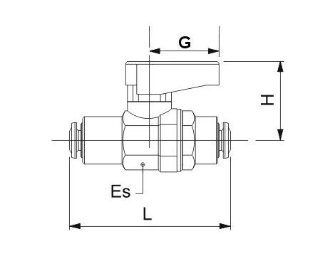 Zawór kulowy wtykowy Ghilux mini do węża fi 8 mm, PN20 mosiądz niklowany PTFE/NBR - 2