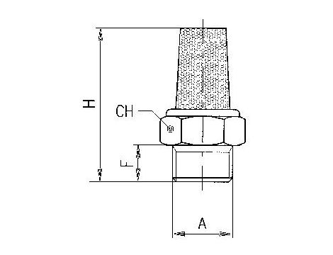 Tłumik hałasu pneumatyczny stożkowy G 3/8 GZ pod klucz 6-kątny, mosiądz ze spiekiem brązu - 2