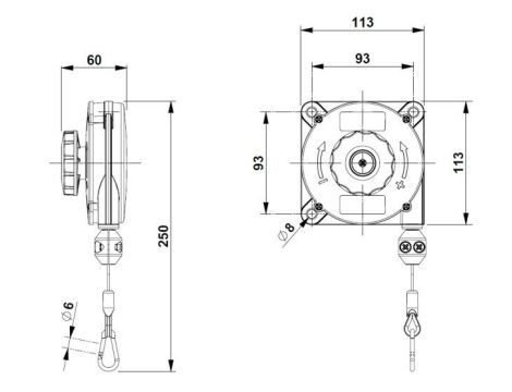Balanser linkowy, sprężynowy Flowmatik BL632 2-3 kg, linka 1,6 m