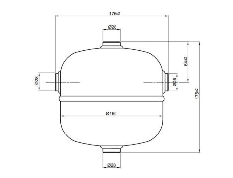 Zbiornik ciśnieniowy sprężonego powietrza 2,5 L 11 bar, 4 króćce, stalowy - 2