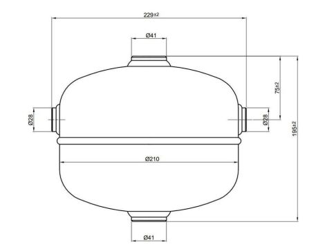 Zbiornik ciśnieniowy sprężonego powietrza 4,8 L 11 bar, 4 króćce, stalowy - 2