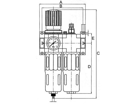 Blok przygotowania powietrza G 1/2 GW do 16 bar, regulacja 1,5-12 bar, 20 um, spust automatyczny - 4