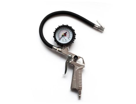 Pistolet do pompowania kół aluminiowy z manometrem, przyłącze NW7,2