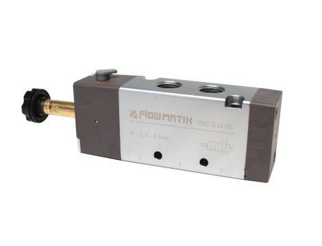 Elektrozawór pneumatyczny rozdzielający 5/2 G 1/8 monostabilny (sprężyna pneumatyczna), Flowmatik
