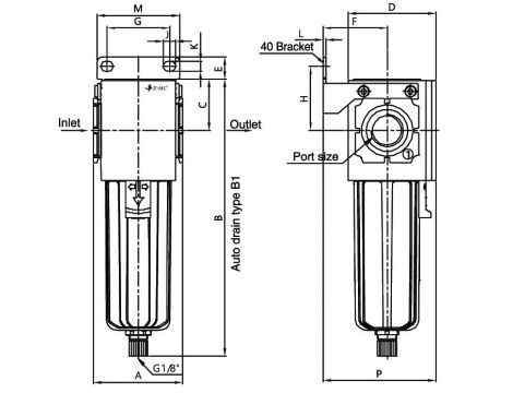 Filtr wstępny sprężonego powietrza G 1/2 GW do 10 bar, 5 mikronów