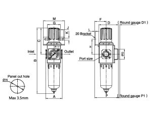 Filtroreduktor G 1/8 GW do 10 bar, regulacja 1,5-9 bar, 5 mikronów