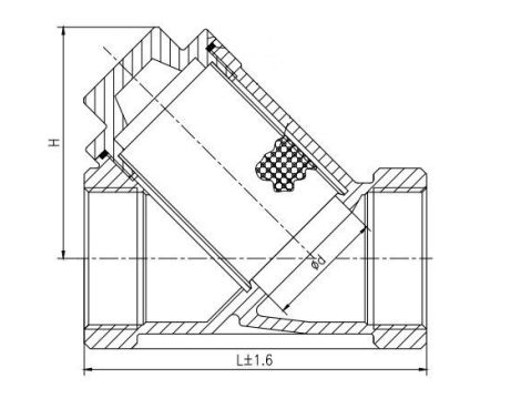 Filtr siatkowy skośny gwintowany Flowmatik G 1/2 GW PN16, stal nierdzewna 316 - 5