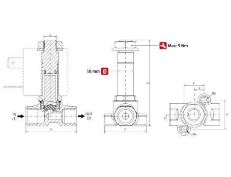 Zawór elektromagnetyczny membranowy 2/2 NC, G 1/4, FKM, 0-30 bar, DN2, 24V DC - 3