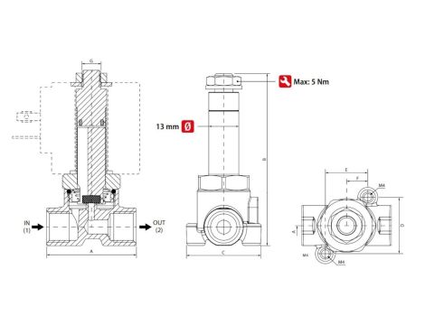 Zawór elektromagnetyczny membranowy 2/2 NC, G 1/4, FKM, 0-30 bar, DN3, 220V AC