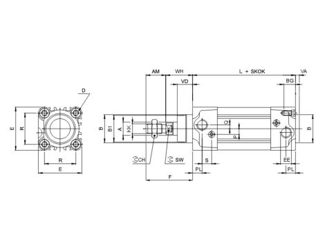 Siłownik pneumatyczny ISO15552/6431 D80x800 z amortyzacją pneumatyczną - 3