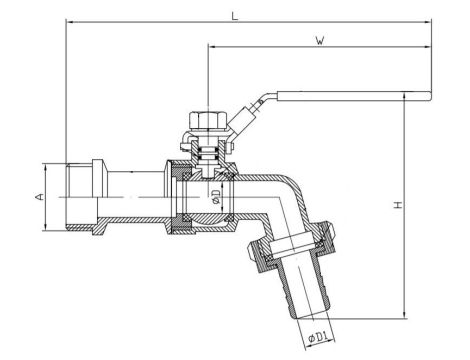 Zawór czerpalny nierdzewny Flowmatik G 1 GZ PN16, PTFE pod wąż z blokadą - 4