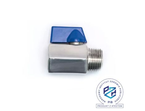 Zawór kulowy mini gwintowany Flowmatik G 3/8 GW - G 3/8 GZ, PN63 nierdzewny stal 316, PTFE