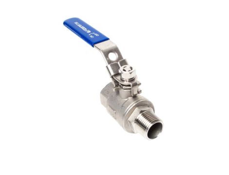 Zawór kulowy gwintowany Flowmatik R 1 GW - R 1 GZ PN63, 2-elementowy, PTFE, stal 316, z blokadą - 3