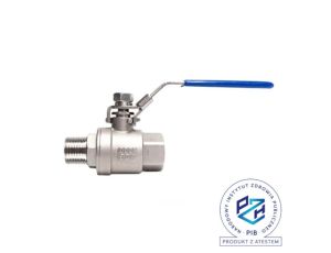 Zawór kulowy gwintowany Flowmatik R 1/2 GW - R 1/2 GZ PN63, 2-elementowy, PTFE, stal 316, z blokadą