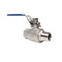 Zawór kulowy gwintowany Flowmatik R 3/4 GW - R 3/4 GZ PN63, 2-elementowy, PTFE, stal 316, z blokadą - 3