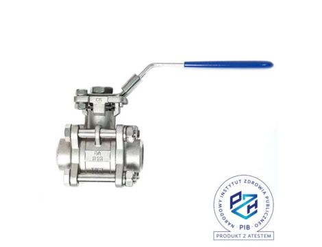 Zawór kulowy do wspawania Flowmatik BW 3 PN63, 3-elementowy PTFE 316 z płytą ISO5211 z blokadą - 2