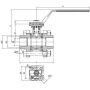 Zawór kulowy do wspawania Flowmatik BW 3 PN63, 3-elementowy PTFE 316 z płytą ISO5211 z blokadą - 4