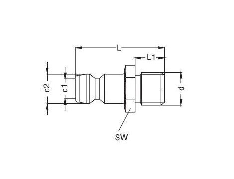 Króciec do form wtryskowych DN6 typ HASCO, G 1/4 GZ, bez zaworu