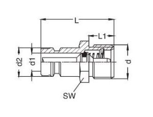 Króciec do form wtryskowych DN9 typ HASCO, G 1/2 GZ, z zaworem