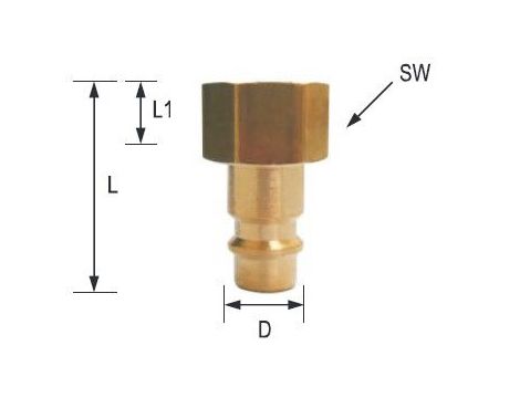 Króciec szybkozłącza DN7,2 typ 26, G 1/2 GW, wtyk szybkozłącza, mosiądz - 2