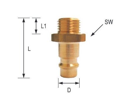 Króciec szybkozłącza DN7,2 typ 26, G 3/8 GZ, wtyk szybkozłącza, mosiądz - 2