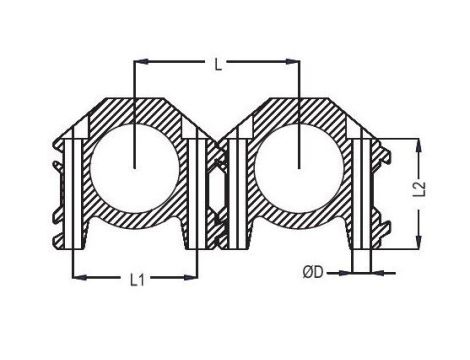 Kolektor modułowy do form wtryskowych niebieski 2 x 1 GW - 4 x 1/4 GW, listwa do szybkozłączy - 3