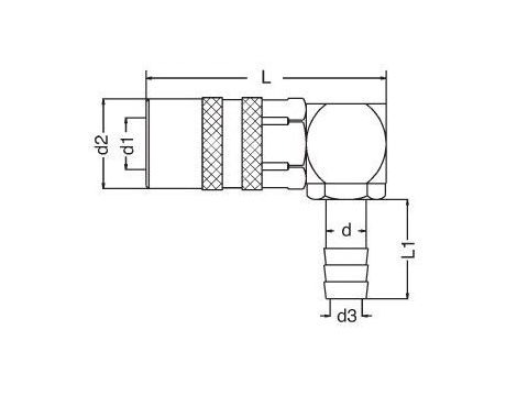 Szybkozłącze do form wtryskowych DN6 typ DME, kątowe 90 stopni do węża fi 6 mm, bez zaworu - 2