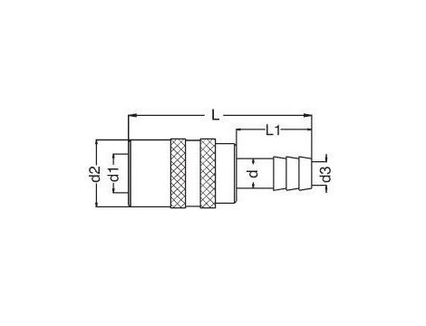 Szybkozłącze do form wtryskowych DN6 typ DME, do węża fi 6 mm, z zaworem - 2