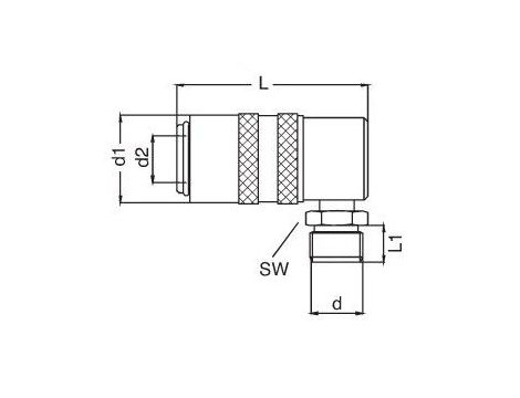 Szybkozłącze do form wtryskowych DN6 typ HASCO, kątowe 90 stopni, G 3/8 GZ, z zaworem - 2