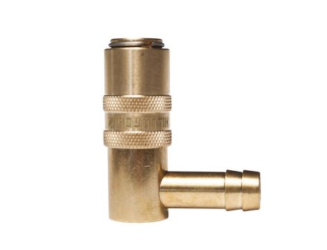 Szybkozłącze do form wtryskowych DN6 typ HASCO, kątowe 90 stopni do węża fi 10 mm, z zaworem