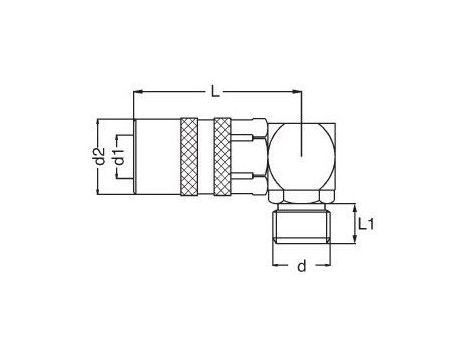 Szybkozłącze do form wtryskowych DN9 typ DME, kątowe 90 stopni G 3/8 GZ, z zaworem - 2