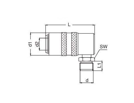 Szybkozłącze do form wtryskowych DN9 typ HASCO, kątowe 90 stopni, G 1/4 GZ, bez zaworu - 2