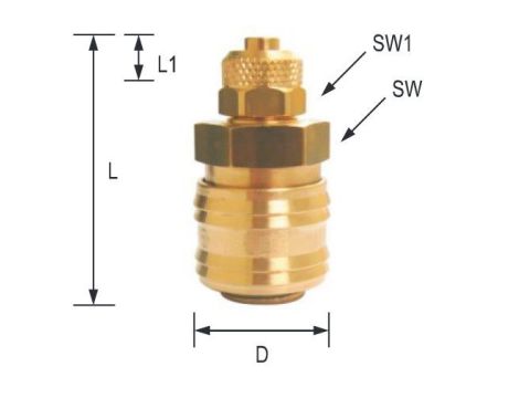 Szybkozłącze pneumatyczne DN7,2 typ 26, skręcane do węża fi 8x6 mm, mosiądz - 2