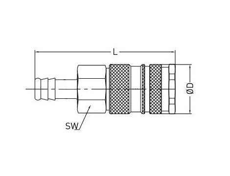 Szybkozłącze pneumatyczne DN10 typ 27, do węża fi 10 mm, gniazdo szybkozłącza, mosiądz/stal - 2
