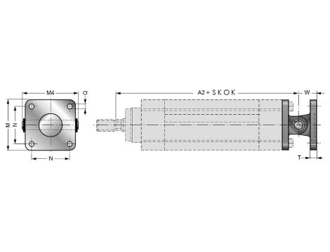 Ucho proste kompletne do siłownika pneumatycznego D32, ISO15552/6431, ISO21287, ze śrubami montaż. - 2
