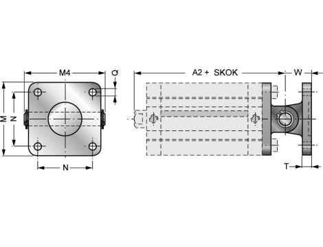 Ucho proste kompletne do siłownika pneumatycznego D100, ISO15552/6431, ISO21287, ze śrubami montaż. - 4