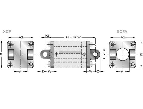 Widełki do siłownika pneumatycznego D125, ISO15552/6431, ISO21287, ze śrubami montażowymi - 3