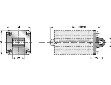 Ucho proste do siłownika pneumatycznego D125, ISO15552/6431, ISO21287, ze śrubami montażowymi - 3