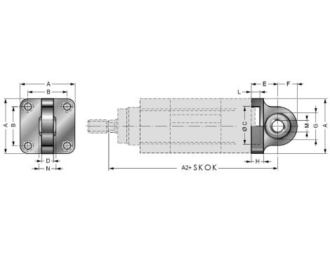 Ucho proste z przegubem kulowym do siłownika pneumatycznego D125, ISO15552/6431, ISO21287 - 4