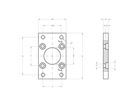 Kołnierz mocujący do siłownika pneumatycznego D50, ISO15552/6431, ISO21287, ze śrubami montażowymi - 5
