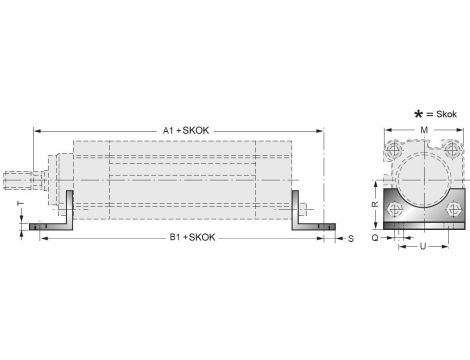 Łapa mocująca do siłownika pneumatycznego D63, ISO15552/6431, ISO21287, ze śrubami montażowymi - 2
