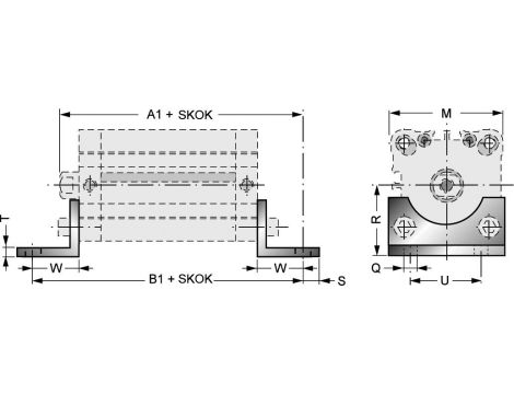 Łapa mocująca do siłownika pneumatycznego D63, ISO15552/6431, ISO21287, ze śrubami montażowymi - 3